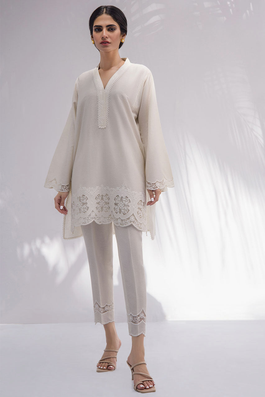 Buy BRIH Embroidered Tunic and Trouser - White (Set of 2) online